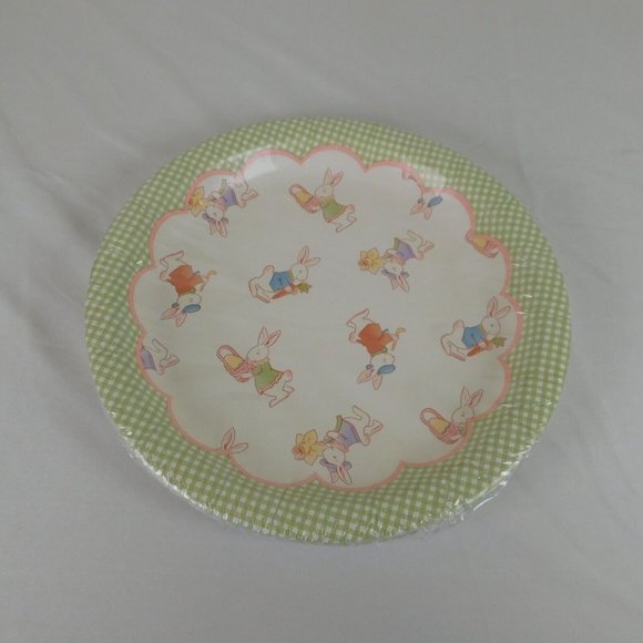 4 Pkgs Easter Holiday Paper Plates Dinner Snack Bunny Rabbit Carrot NIP Check - Picture 6 of 11